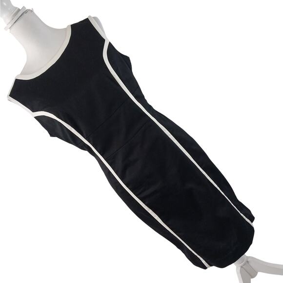 WORTHINGTON! BLACK & WHITE GEOMETRIC SLEEVELESS SHIFT STYLE DRESS! SZ 12 - Picture 8 of 8